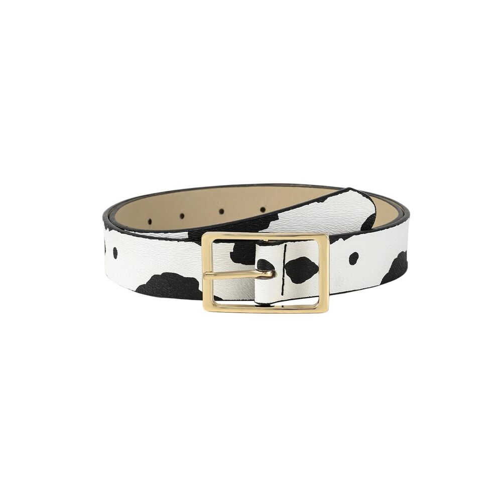 5879 Women's Elegant Square Metal Gold Buckle Belt Trendy Pu Leather Dressy